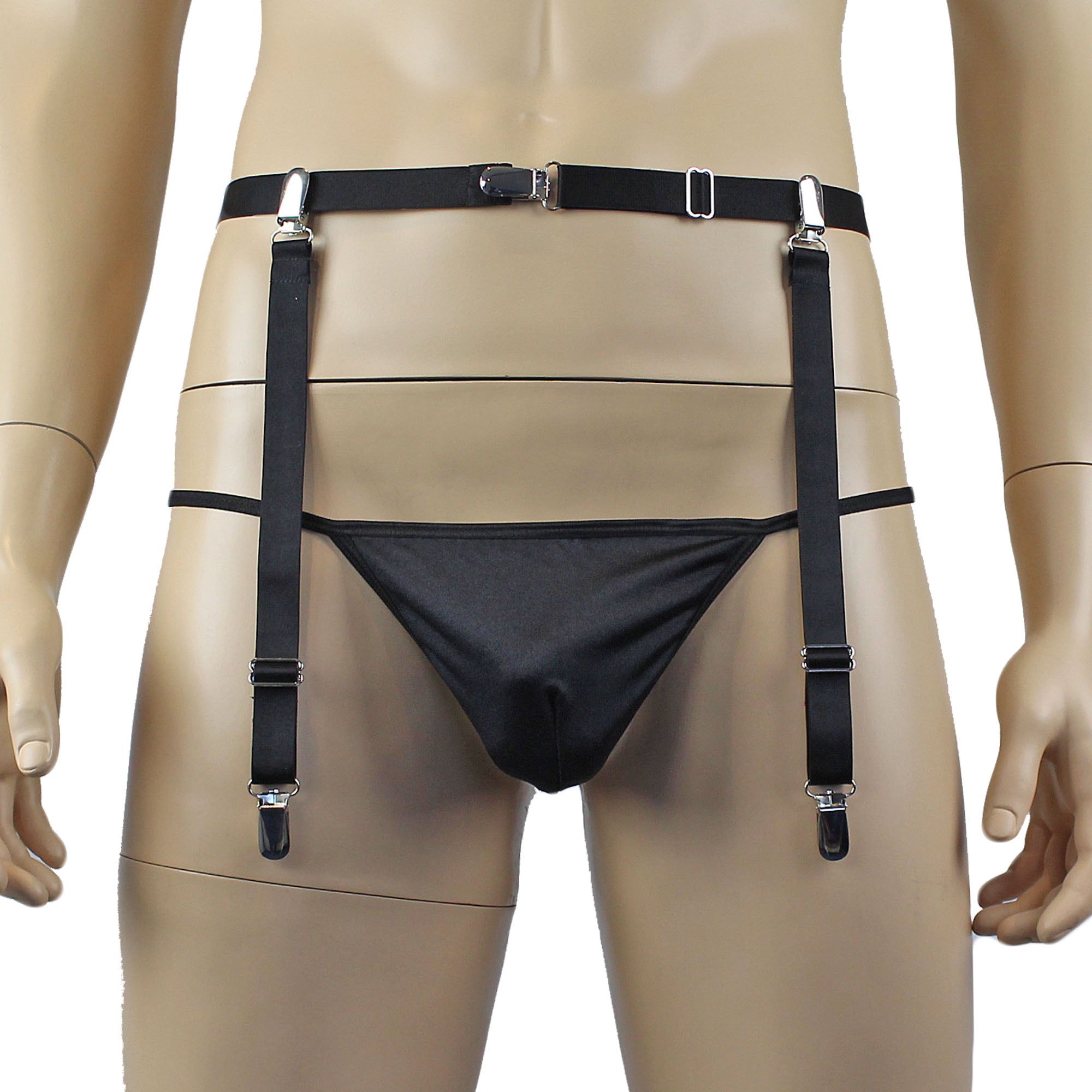 Unisex Zoe Garterbelt Waist Band, Detachable Garters & Adjustable Leg Bands Black