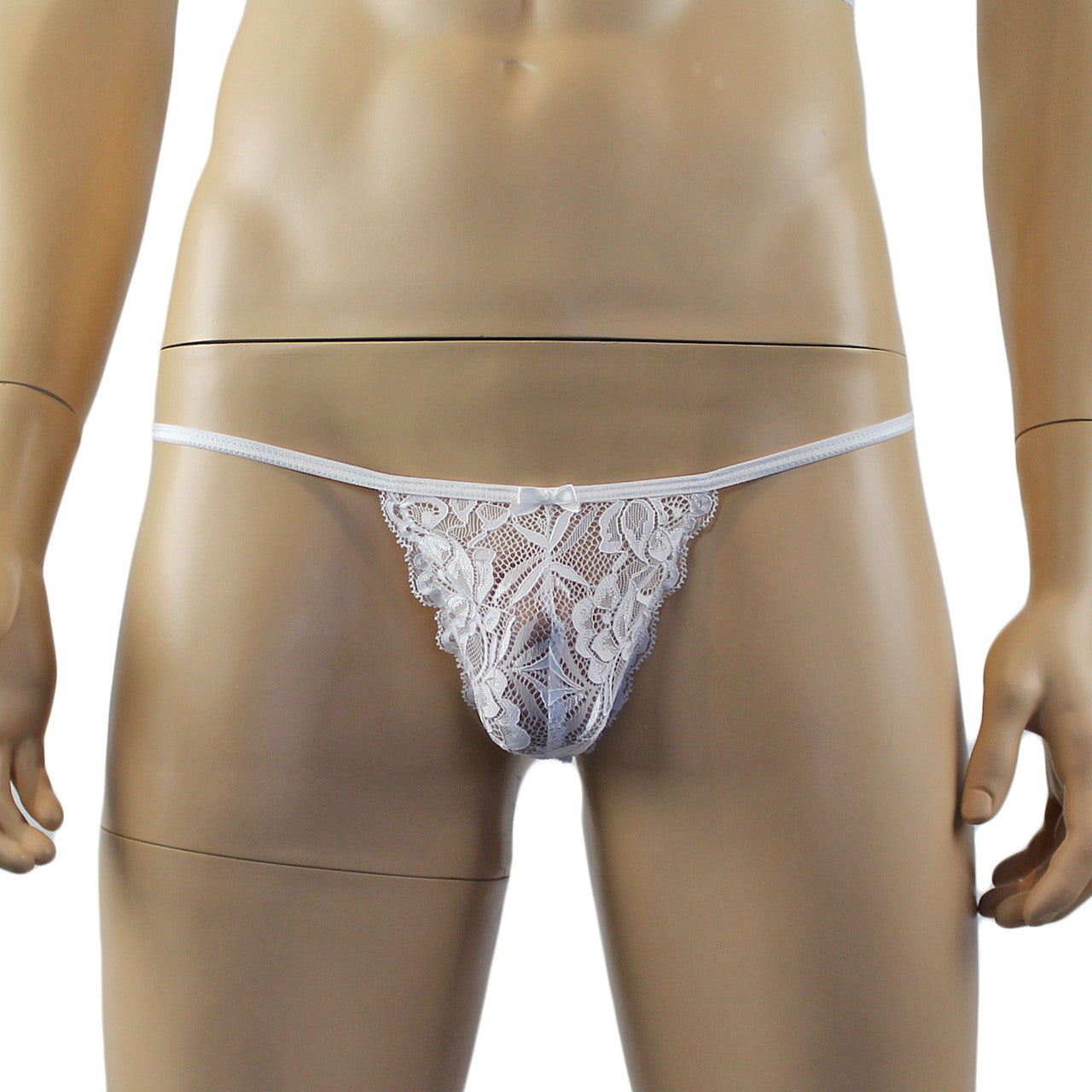 Mens Sexy Lace Camisole Top and Pouch G string (white plus other colours)