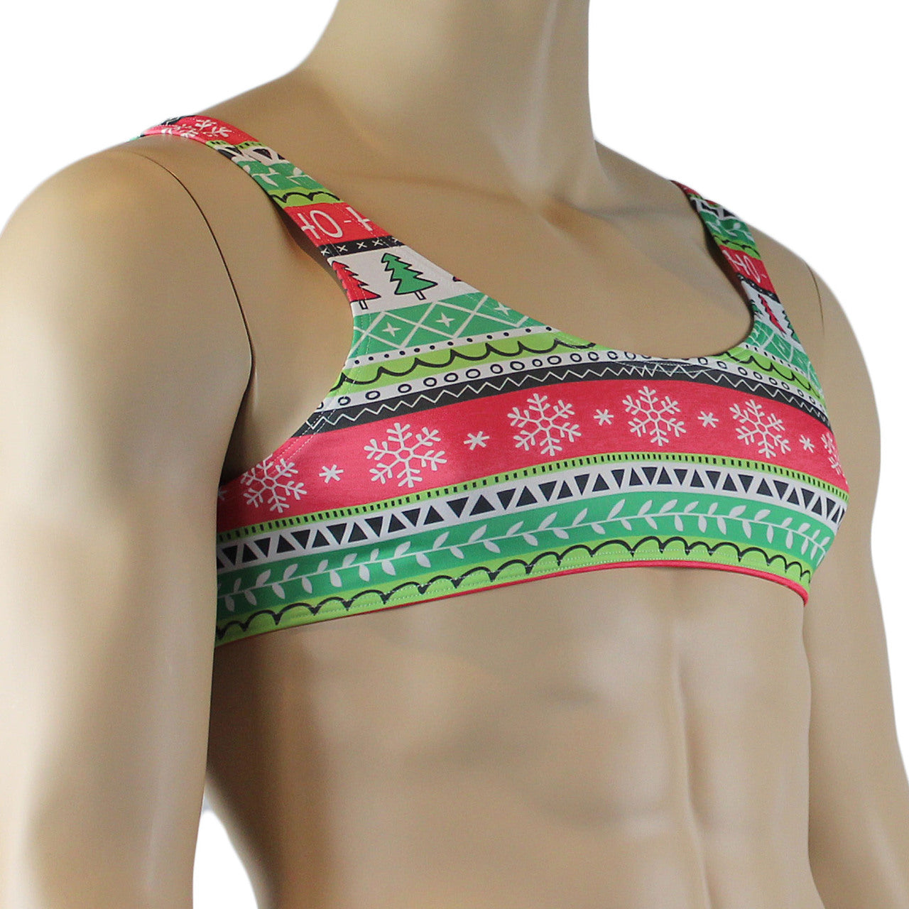 Christmas Gift Wrap Mens Crop Top Bra Xmas Underwear