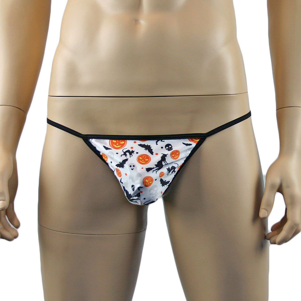 Mens Halloween Fun G string Pouch Underwear, Pumpkins, Witches, Bats & Ghosts