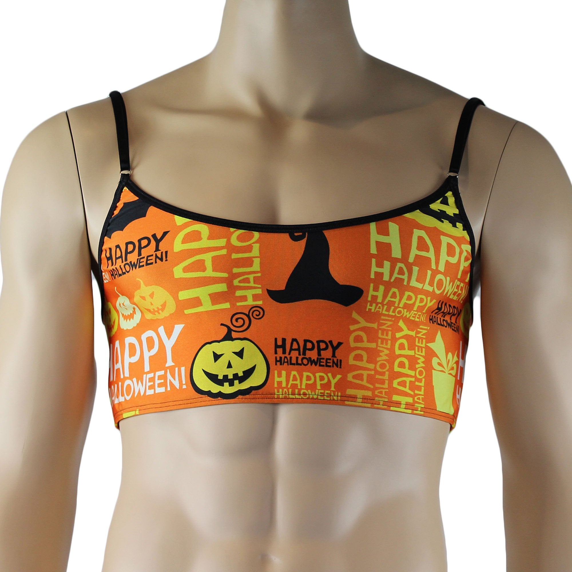 Mens Happy Halloween Camisole Top and Boxer Briefs Underwear, Halloween Pumpkins