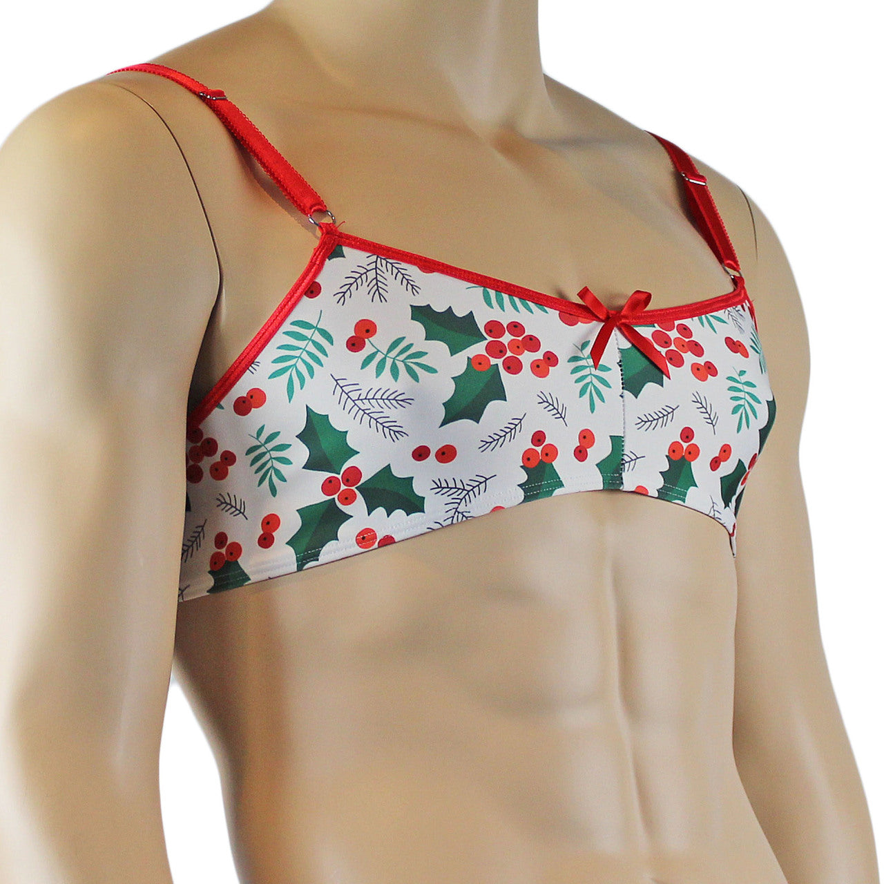 Mens Christmas Holly Bra Top Xmas Underwear