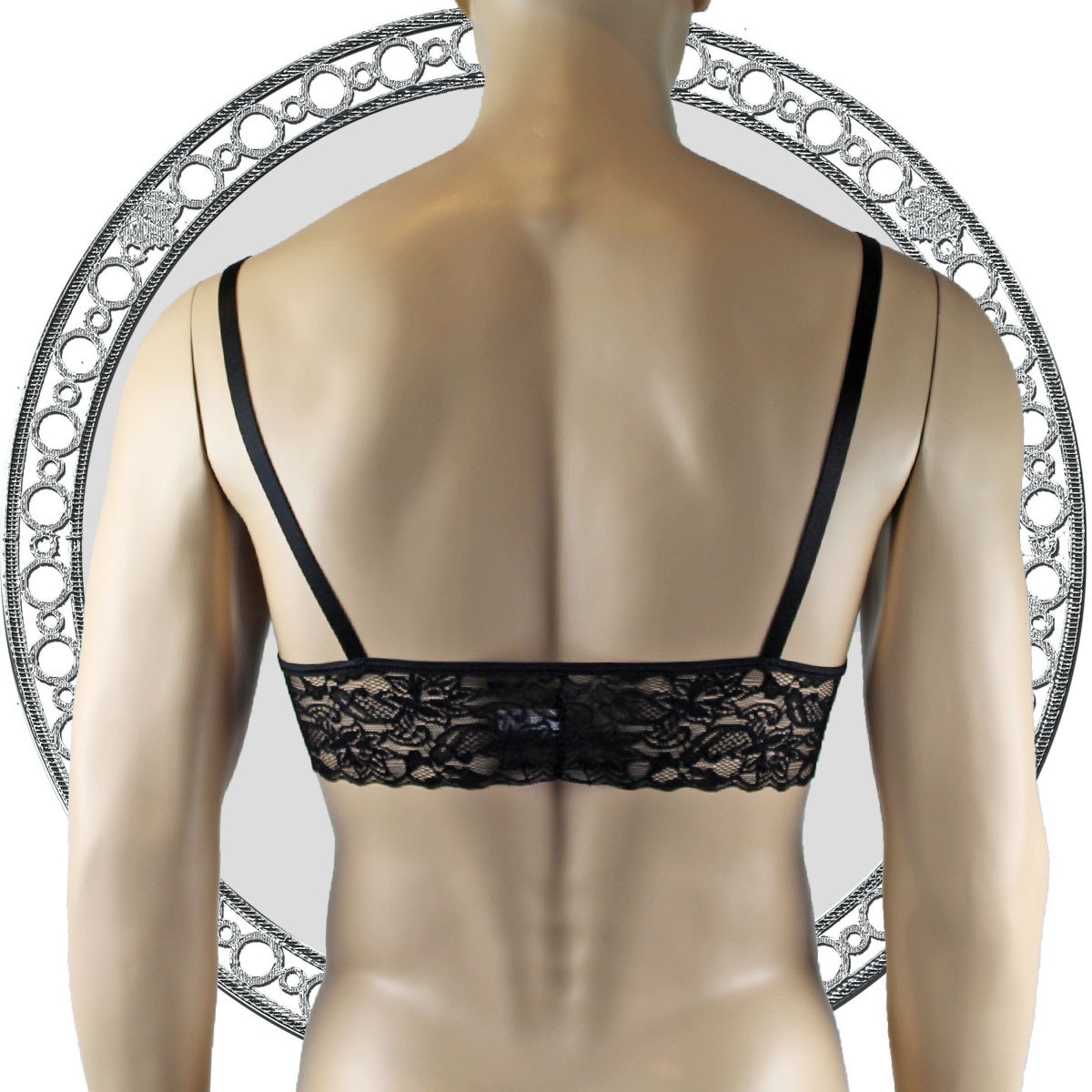 Mens Joanne Lace Bra Top Lingerie and Thong for Men Black and Black Lace
