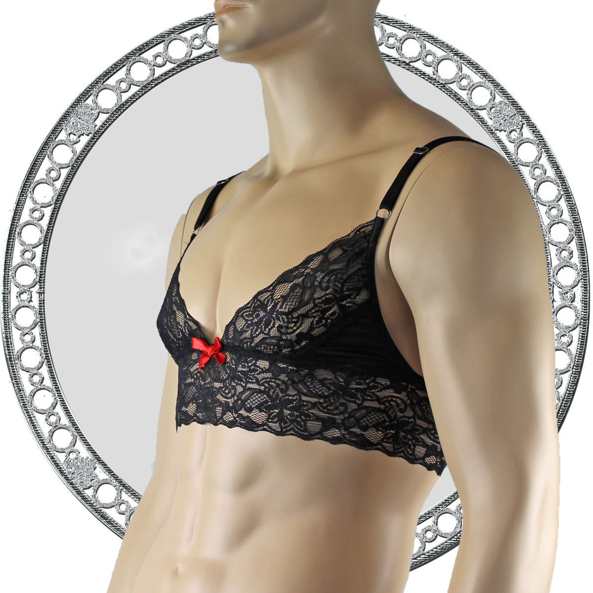 Mens Joanne Lace Bra Top Lingerie for Men (black and black lace plus other colours)