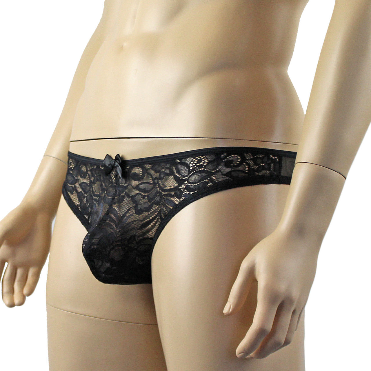 Mens Kristy Lace OPEN BACK Capri Brief, Male Panties (black plus other colours)