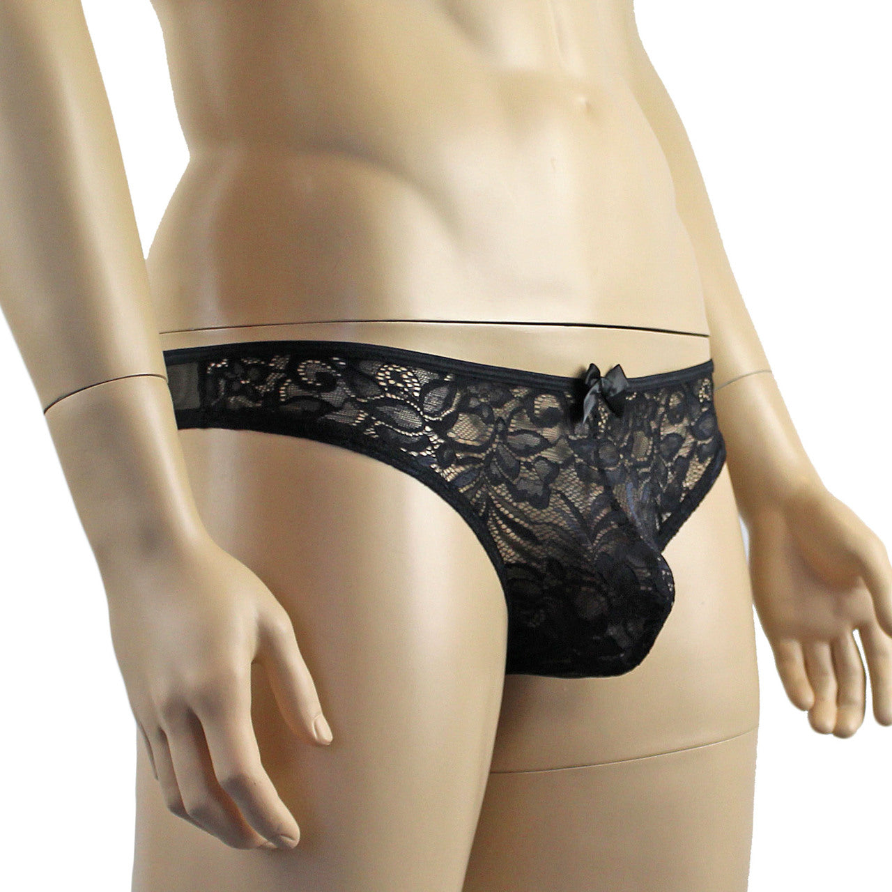 Mens Kristy Lace OPEN BACK Capri Brief, Male Panties (black plus other colours)
