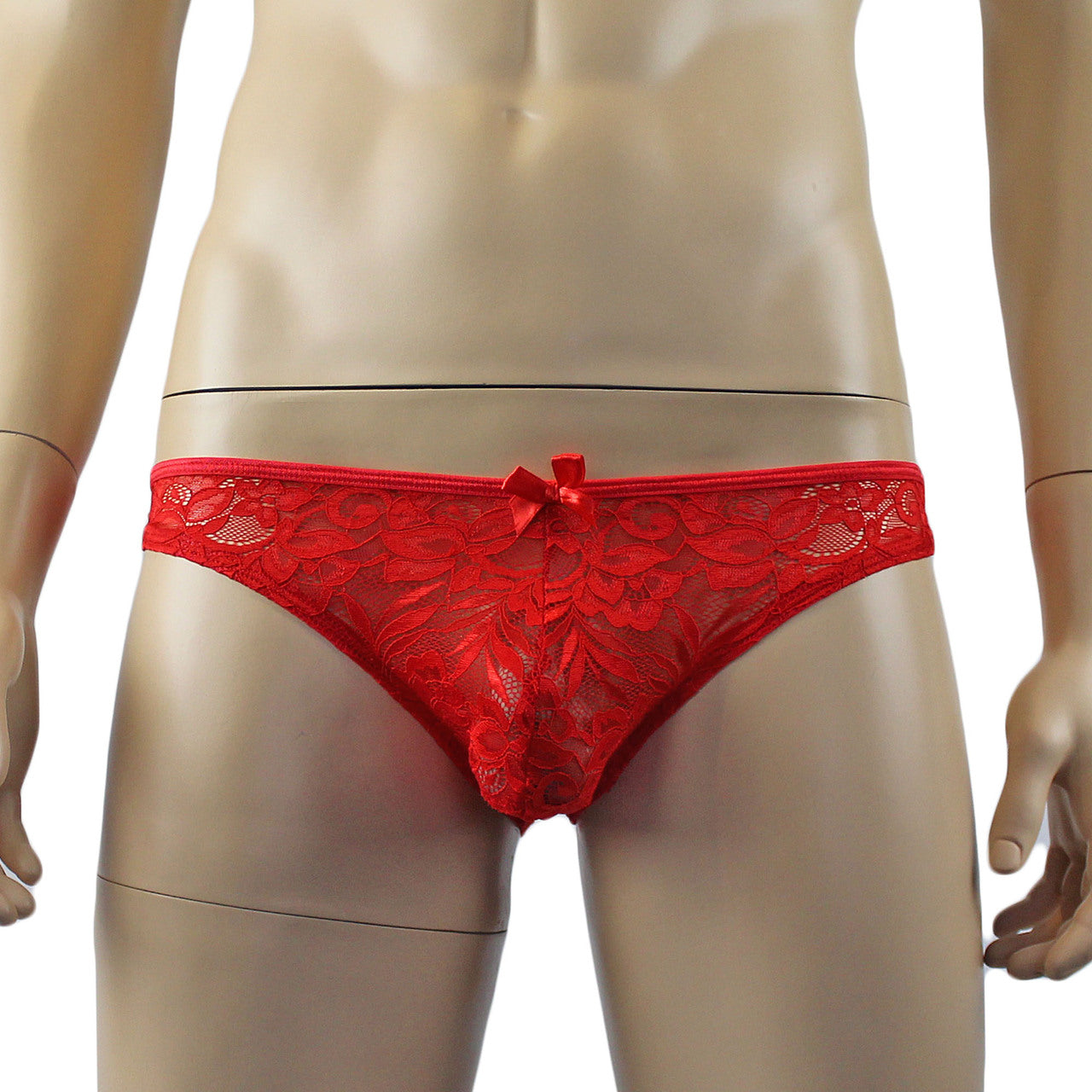 Mens Kristy Lace OPEN BACK Capri Brief, Male Panties (red plus other colours)