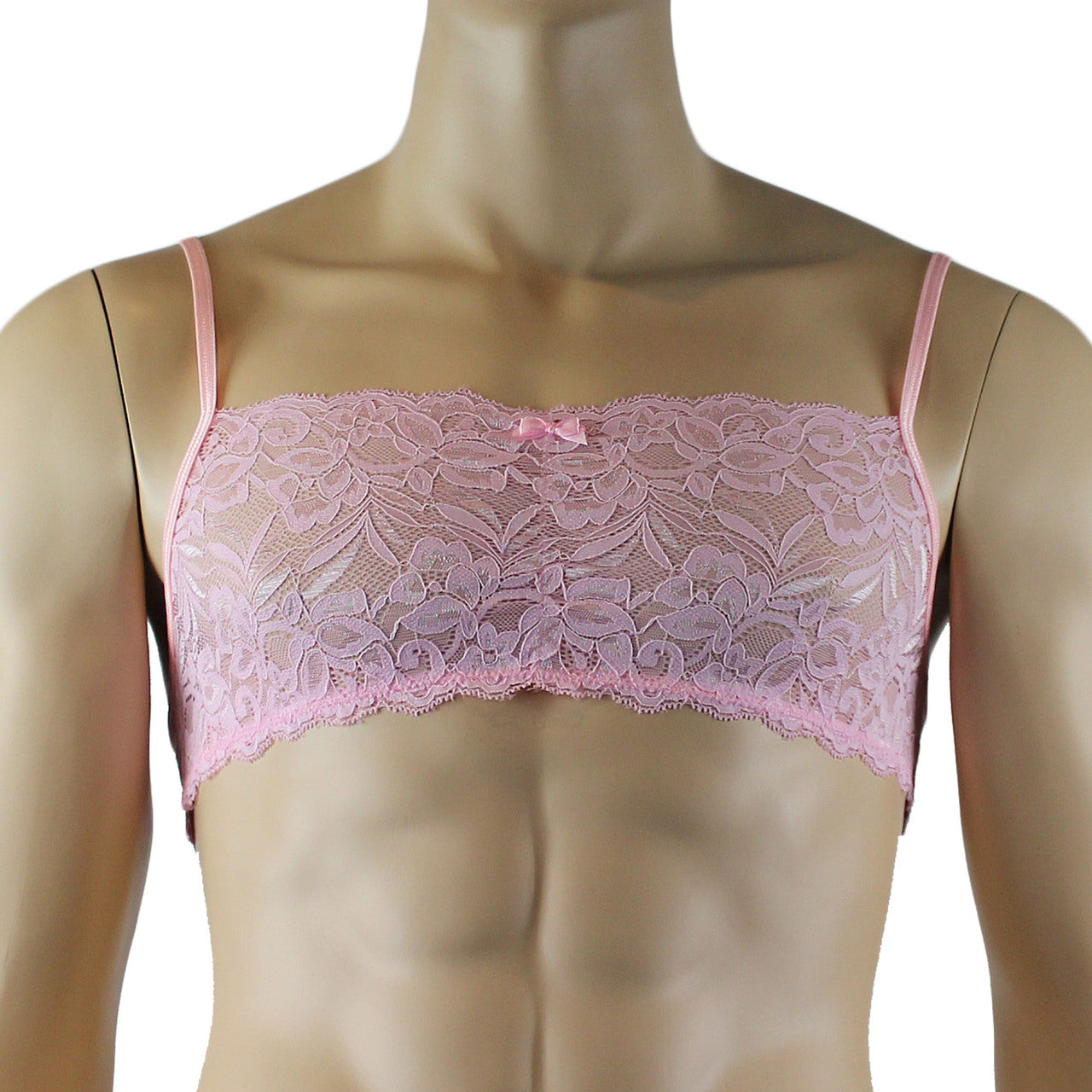 Mens Kristy Lingerie Bra Top and Boxer Briefs Light Pink