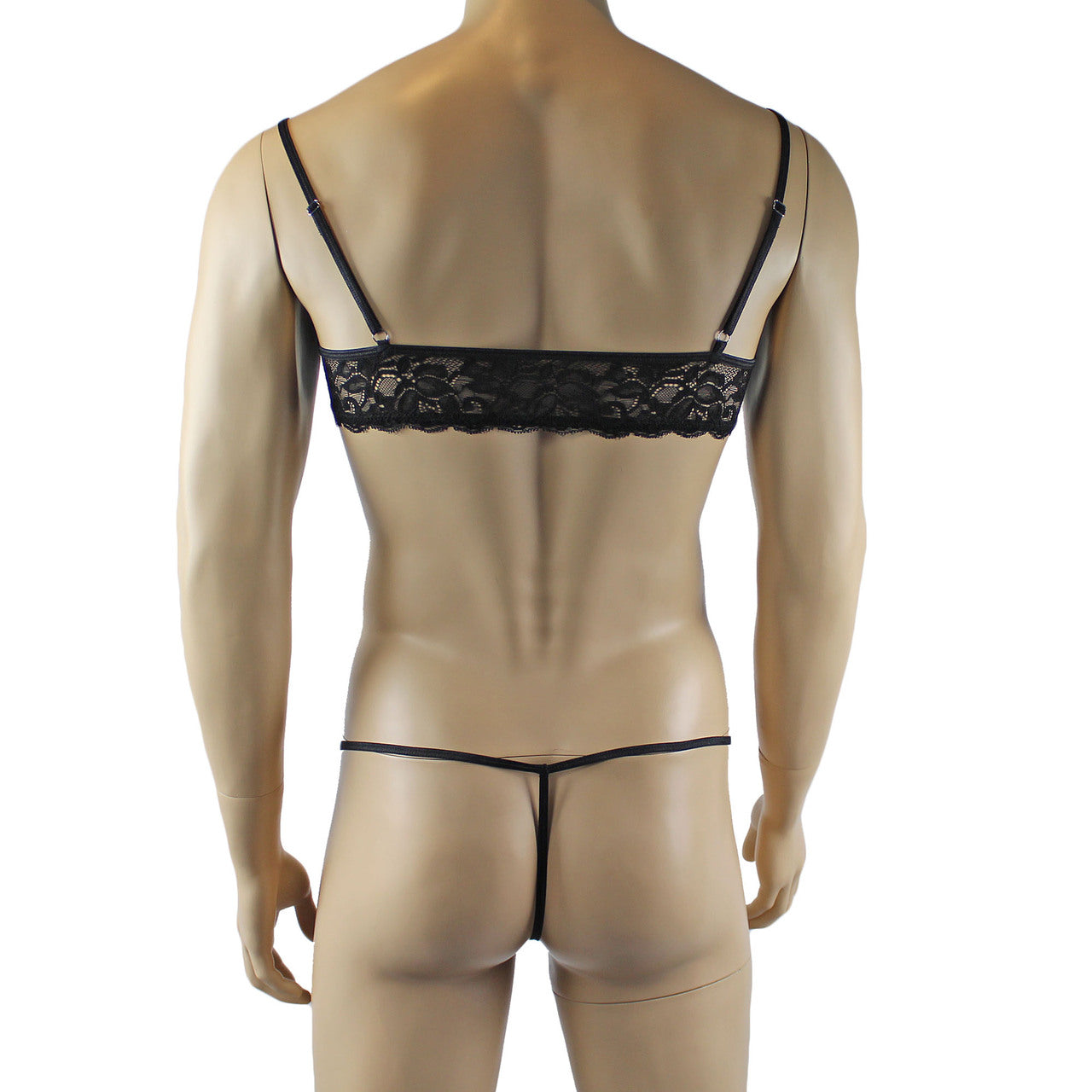 Mens Kristy Lingerie Bra Top and Pouch G string Black