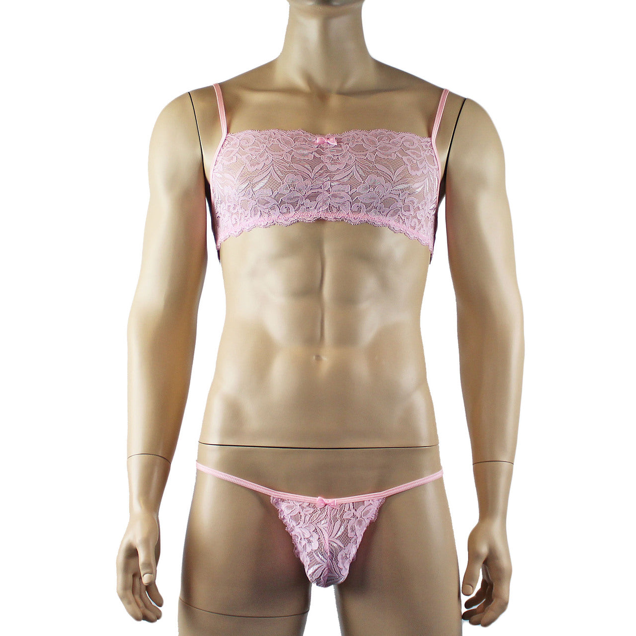 Mens Kristy Lingerie Bra Top and Pouch G string Light Pink