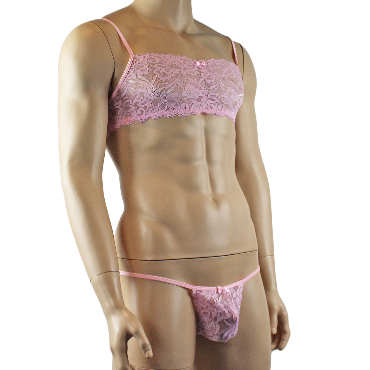 Mens Kristy Lingerie Bra Top and Pouch G string Light Pink
