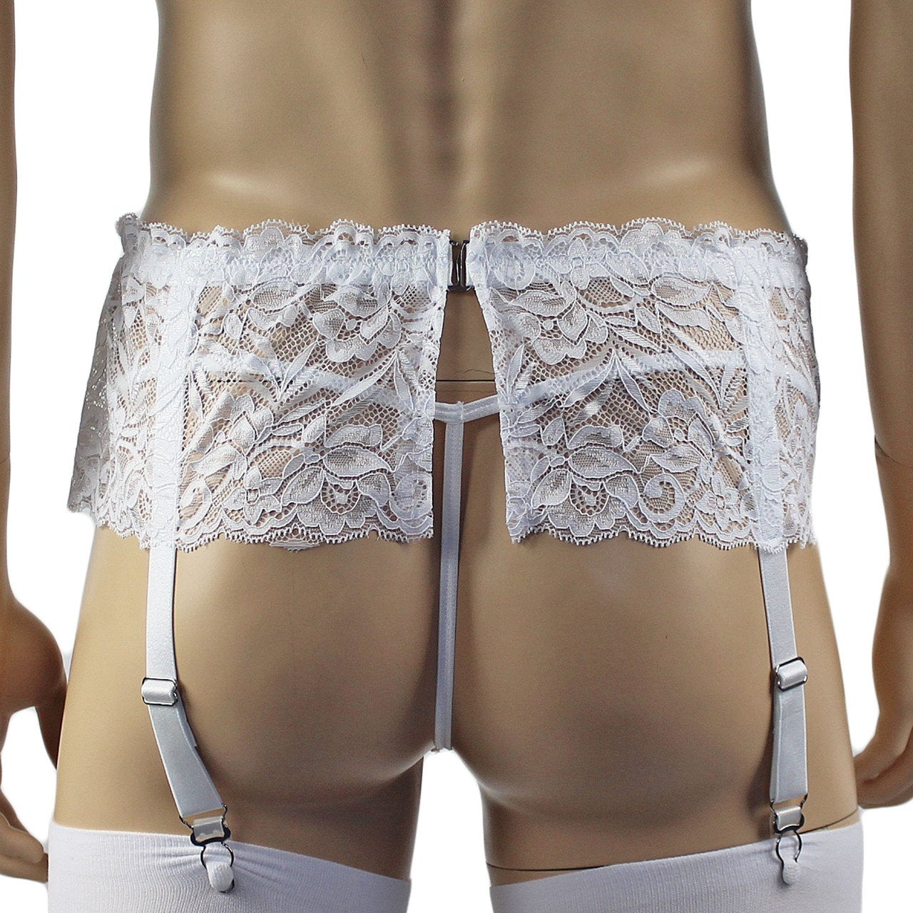 Mens Sexy Camisole, Pouch G string, Garterbelt & Stockings (white plus other colours)