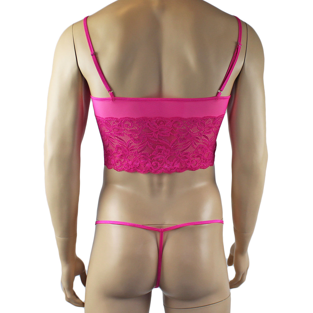 Mens Sexy Lace Camisole Top and Pouch G string (pink plus other colours)