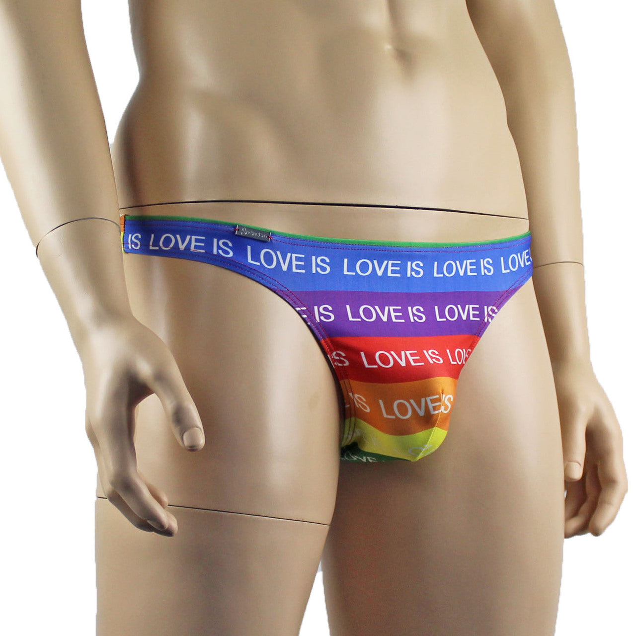 Mens Rainbow Gay Pride Love is Love Wide Front Thong