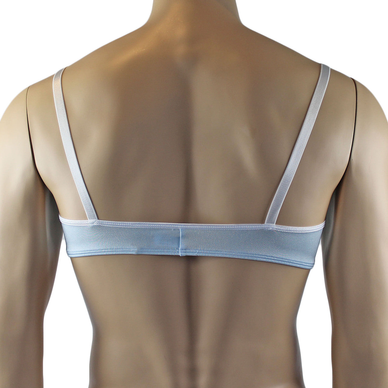 Mens Luxury Spandex & Lace Bra Top and Bikini Brief Light Blue