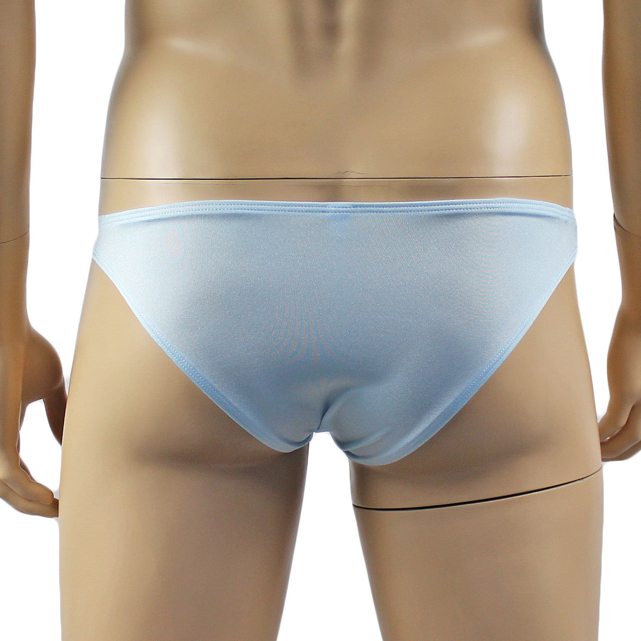Mens Luxury Stretch Bikini Brief with Beautiful Lace Front Light Blue