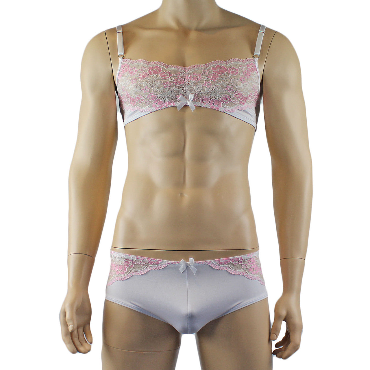 Mens Luxury Bra Top and Boxer Brief White