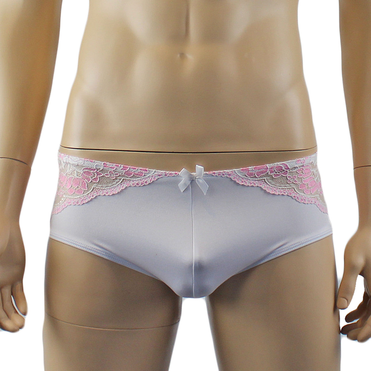 Mens Luxury Stretch Boxer Brief with Beautiful Lace White