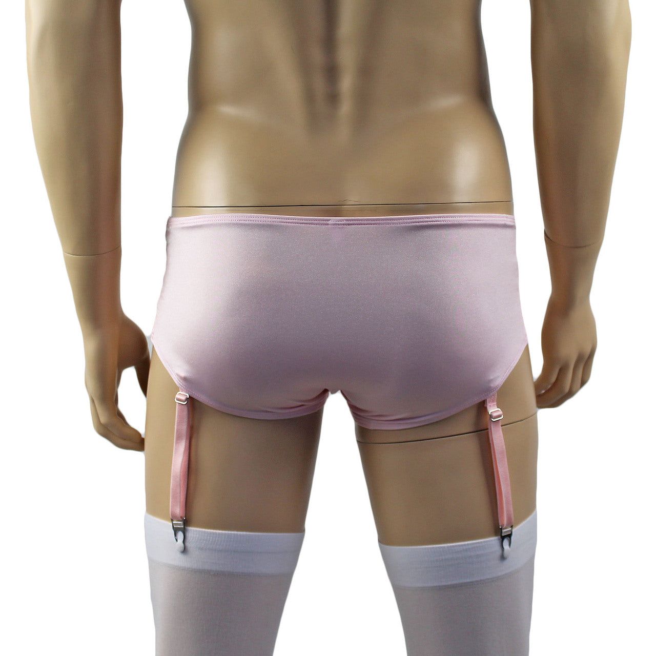 Mens Luxury Boxer Brief with Detachable Garters and Stockings Pink