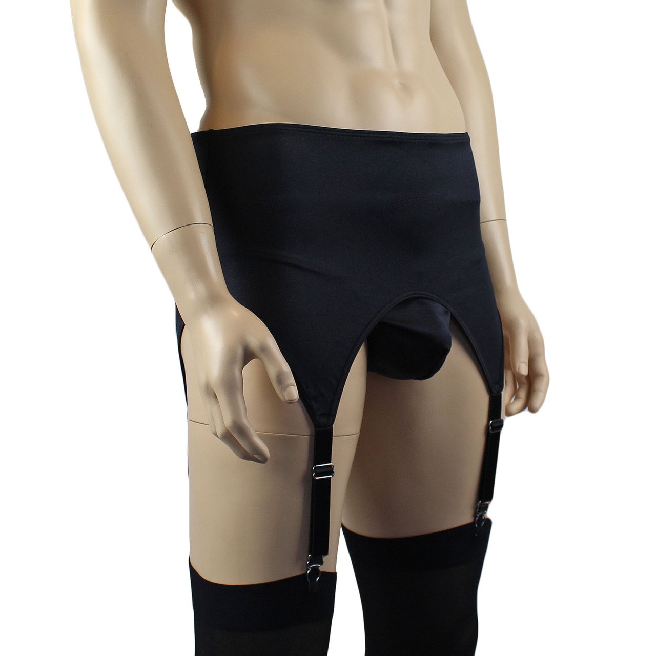 Mens Mick Lycra & lace High Cut Garterbelt, G string & Stockings - Sizes up to 3XL