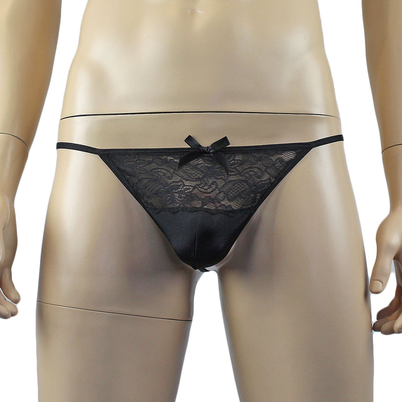 Mens Glamour Lycra and Lace Pouch G string (black plus other colours)