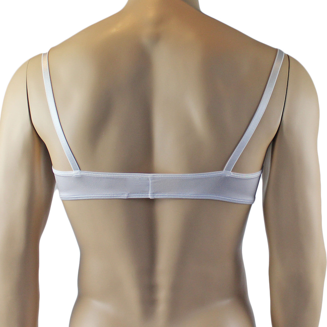 Male Romance Stretch Spandex Bra, Briefs & Garterbelt White