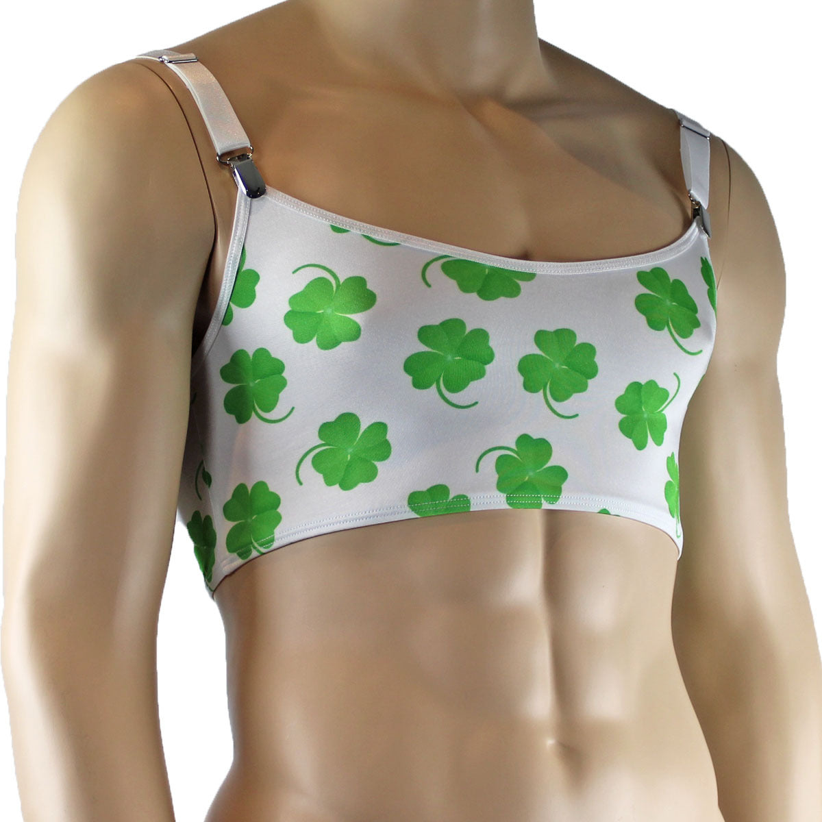 Mens St Patricks Day Lucky 4 Leaf Clover Crop Top