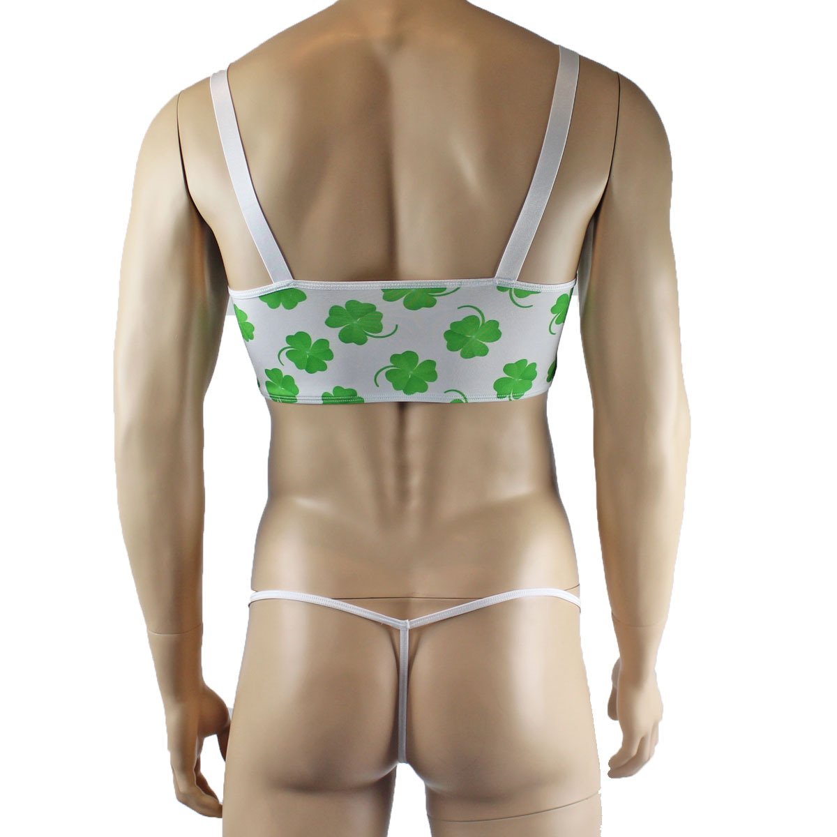Mens St Patricks Day Lucky 4 Leaf Clover Crop Top and G string