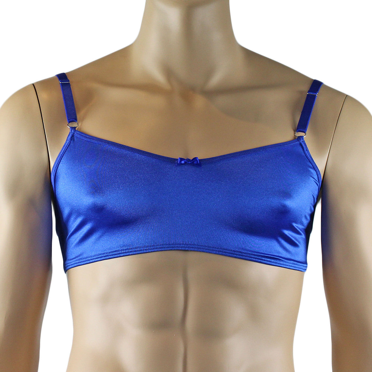 Mens Jenny Silky Satin Bra Top and Thong Lingerie (blue plus other colours)