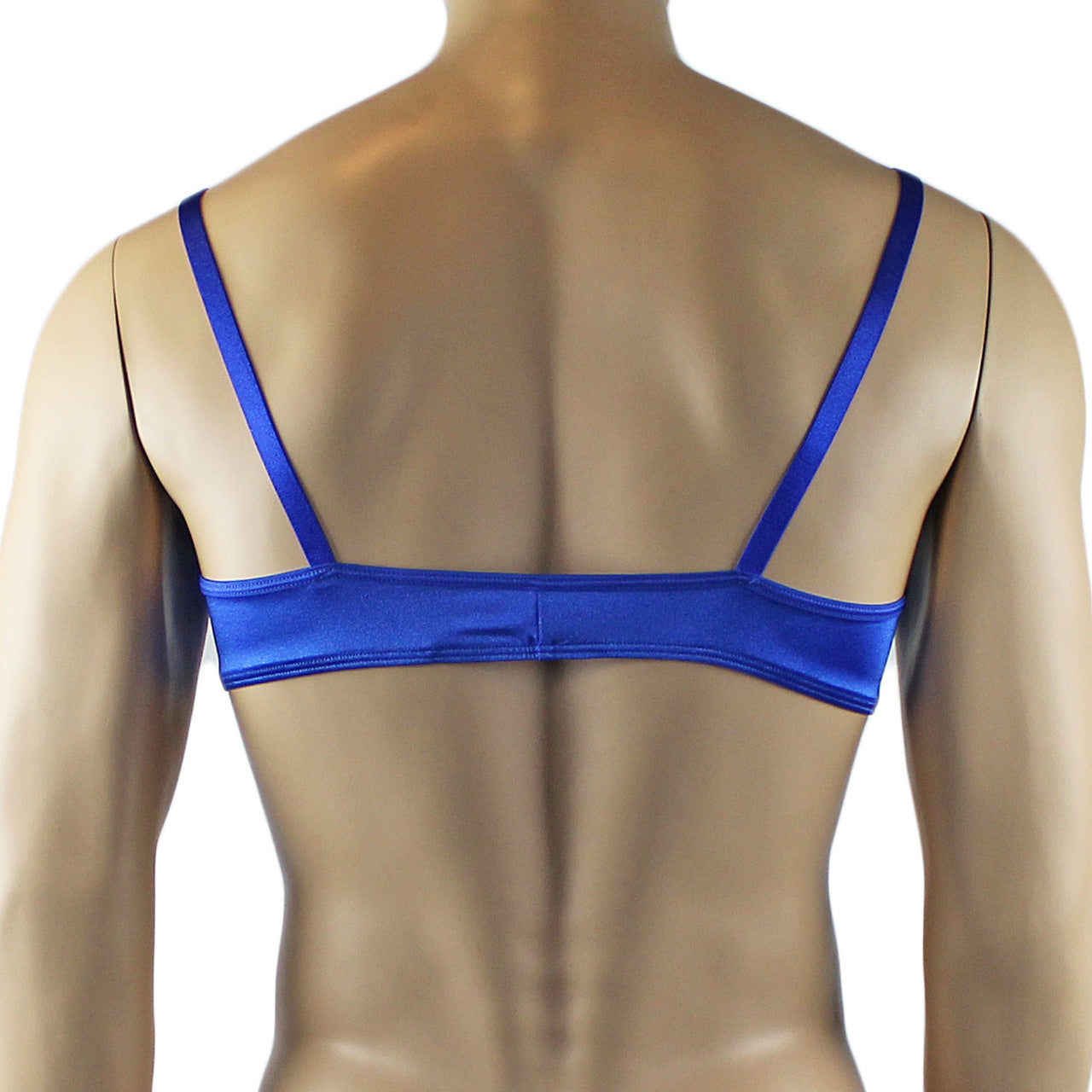 Mens Jenny Silky Satin Bra Top and Thong Lingerie (blue plus other colours)
