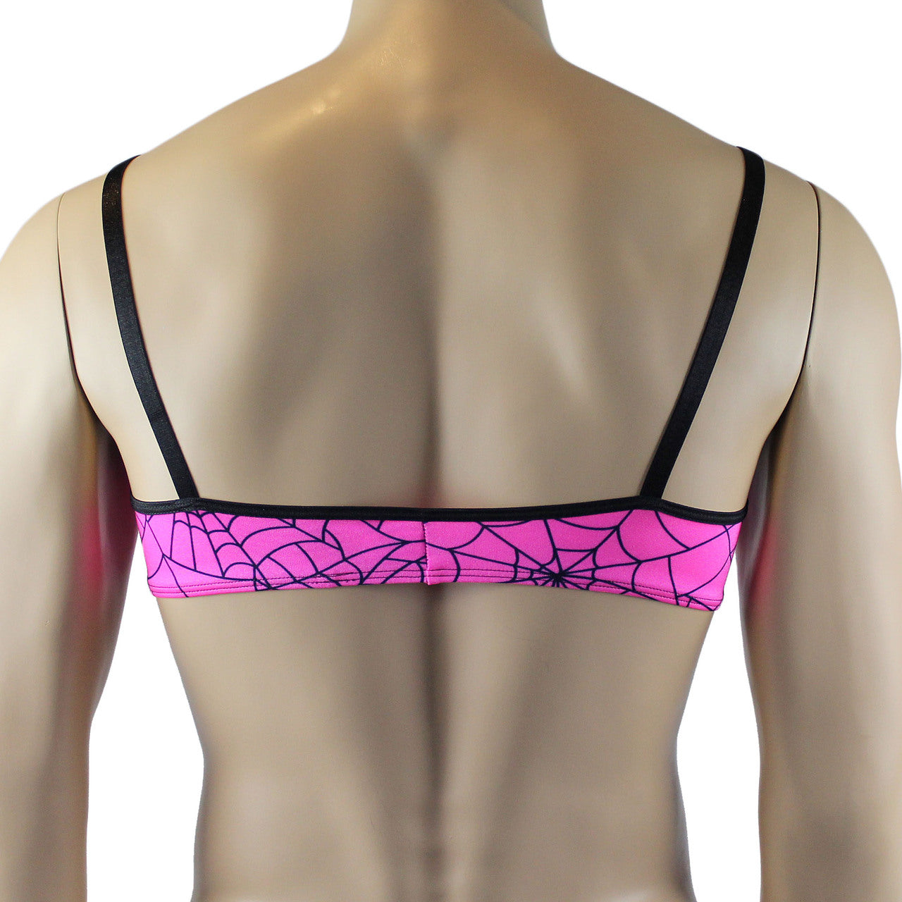 Mens Spider Web Bra Top & Jockstrap with Band Pink