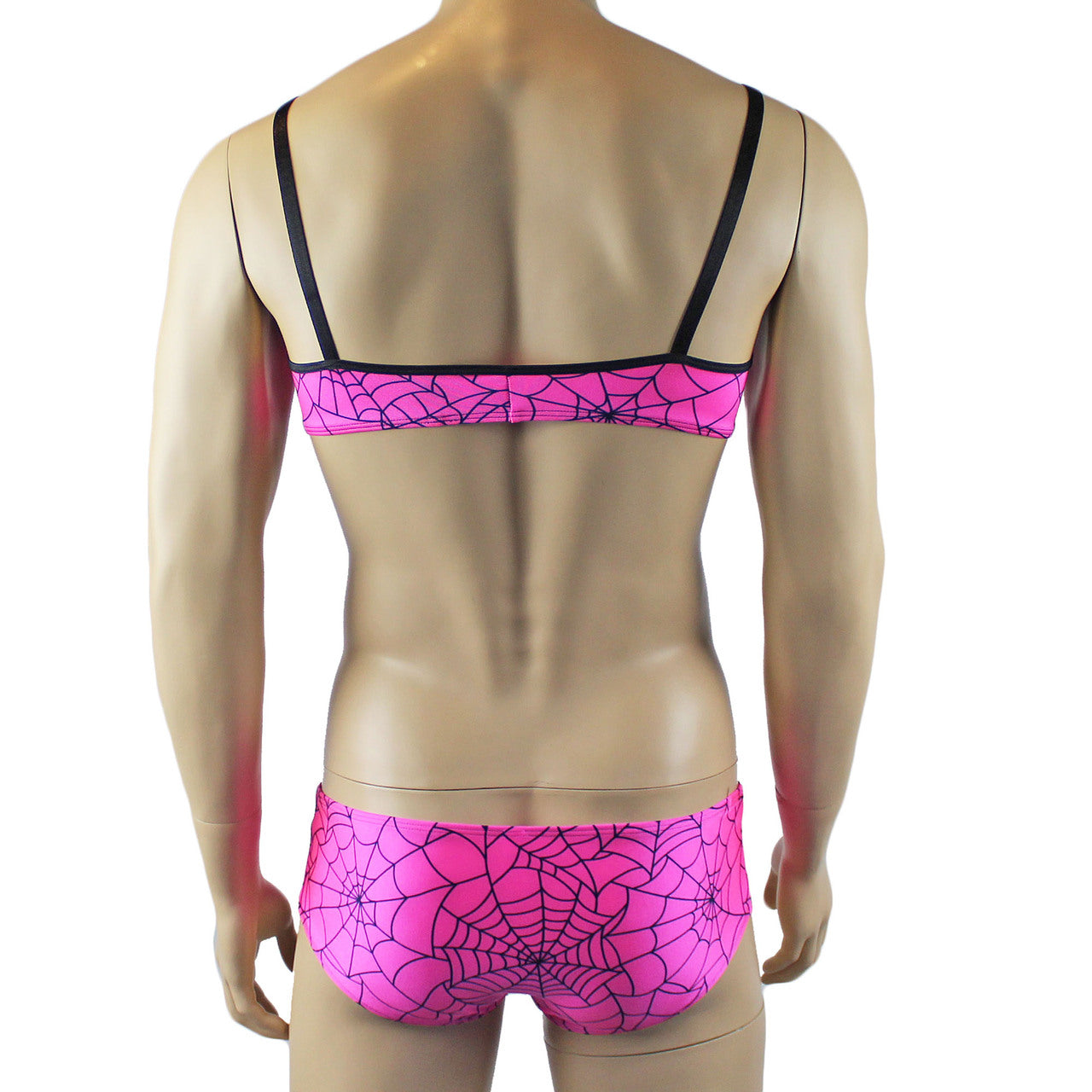 Mens Spider Web Bra Top & Boxer Brief Pink
