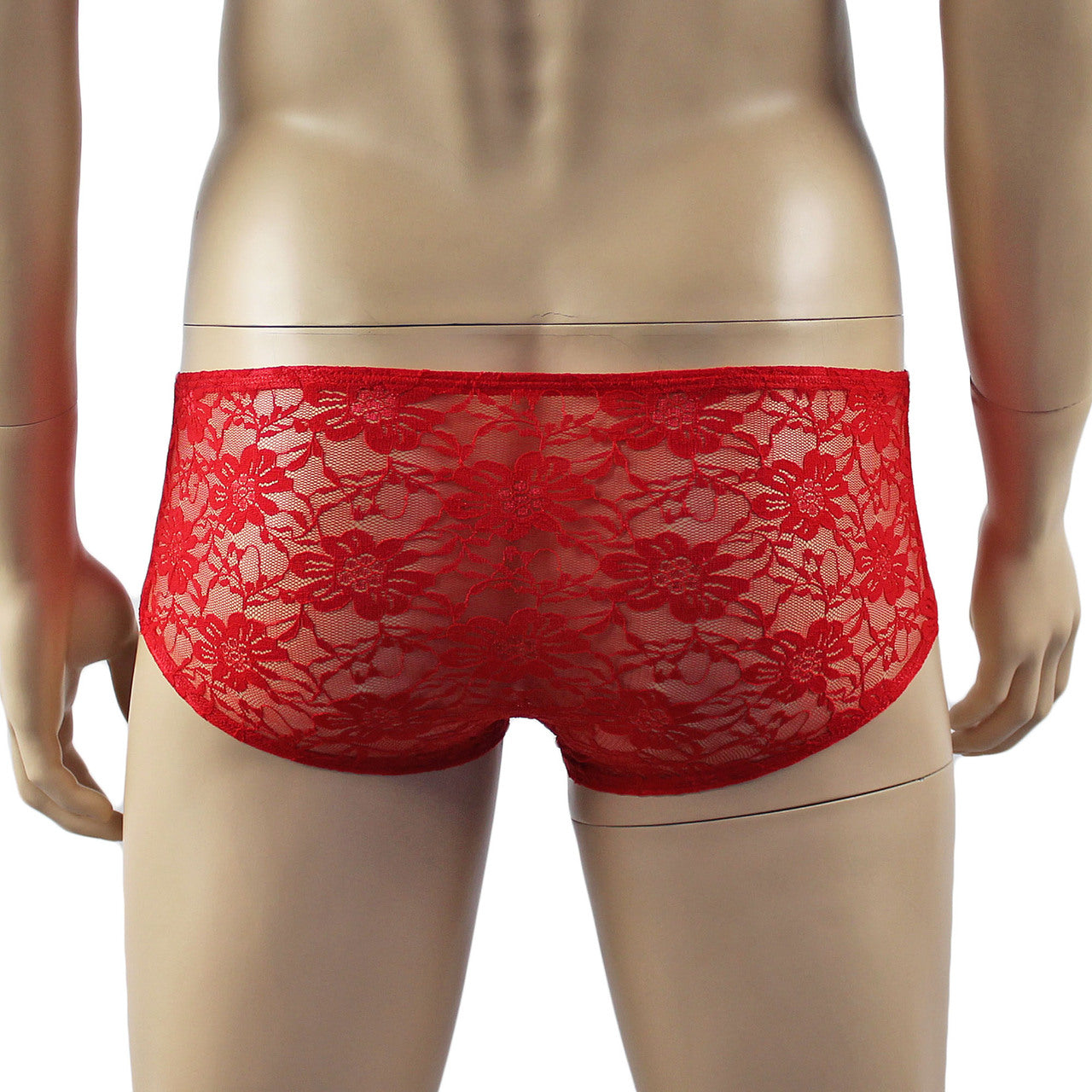 Mens Sexy Lingerie Stretch Lace Male Panty Bikini Brief Red