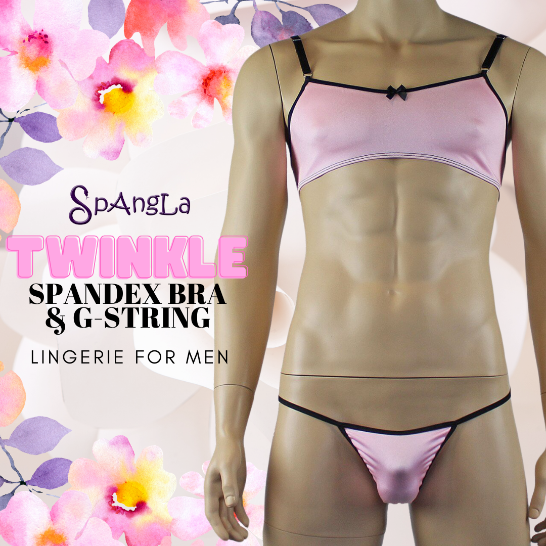 Twinkle Effortlessly in Pink with this Spangla Spandex Bra & G-string Pair!