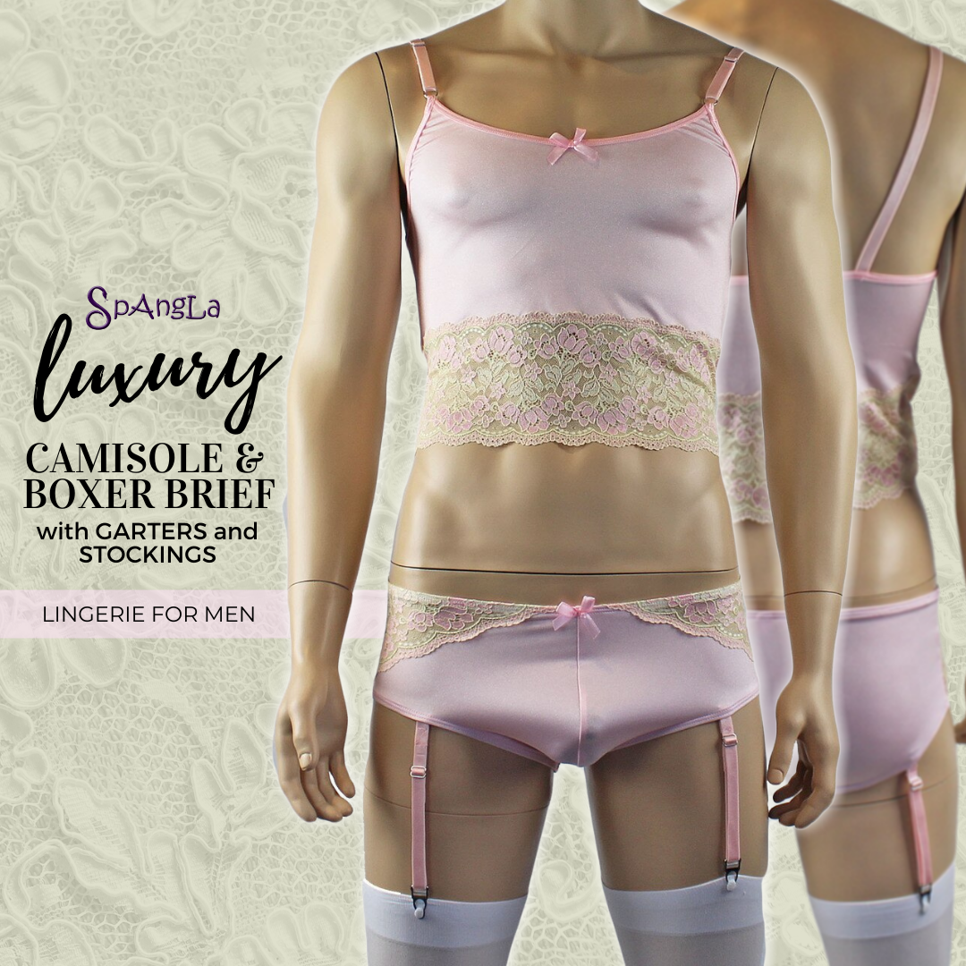 Lazy Around in a Luxurious Camisole Ensemble in Pink from Spangla