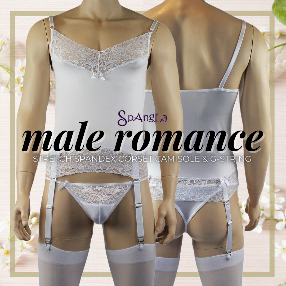 Romance Your Way in a Luscious White Corset Camisole & G-string Number from Spangla