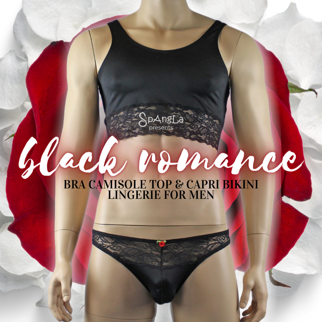 Black Romance Expressed with the Spangla Bra Camisole and Capri Bikini