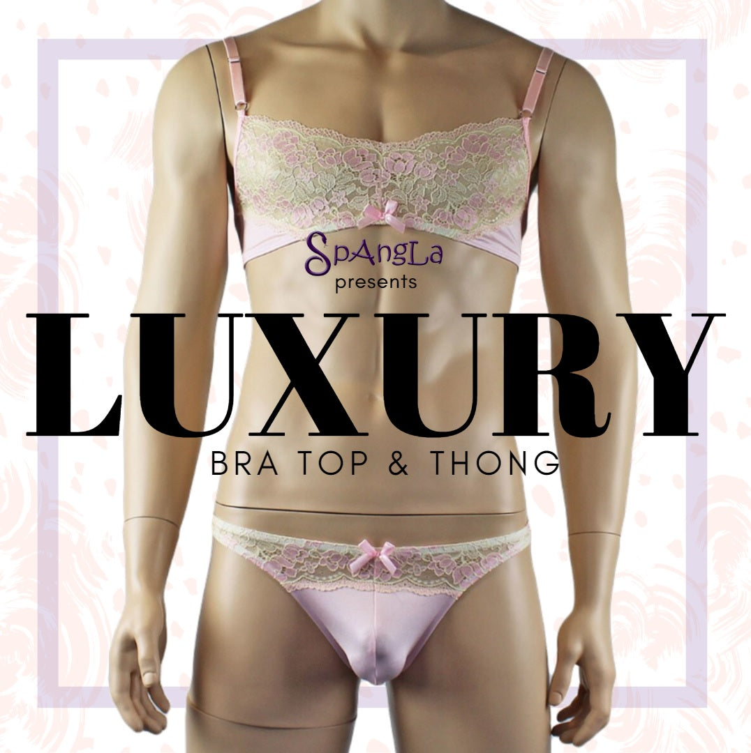 Living a Luxury in a Spangla Men’s Lingerie Bra Top & Thong Pair