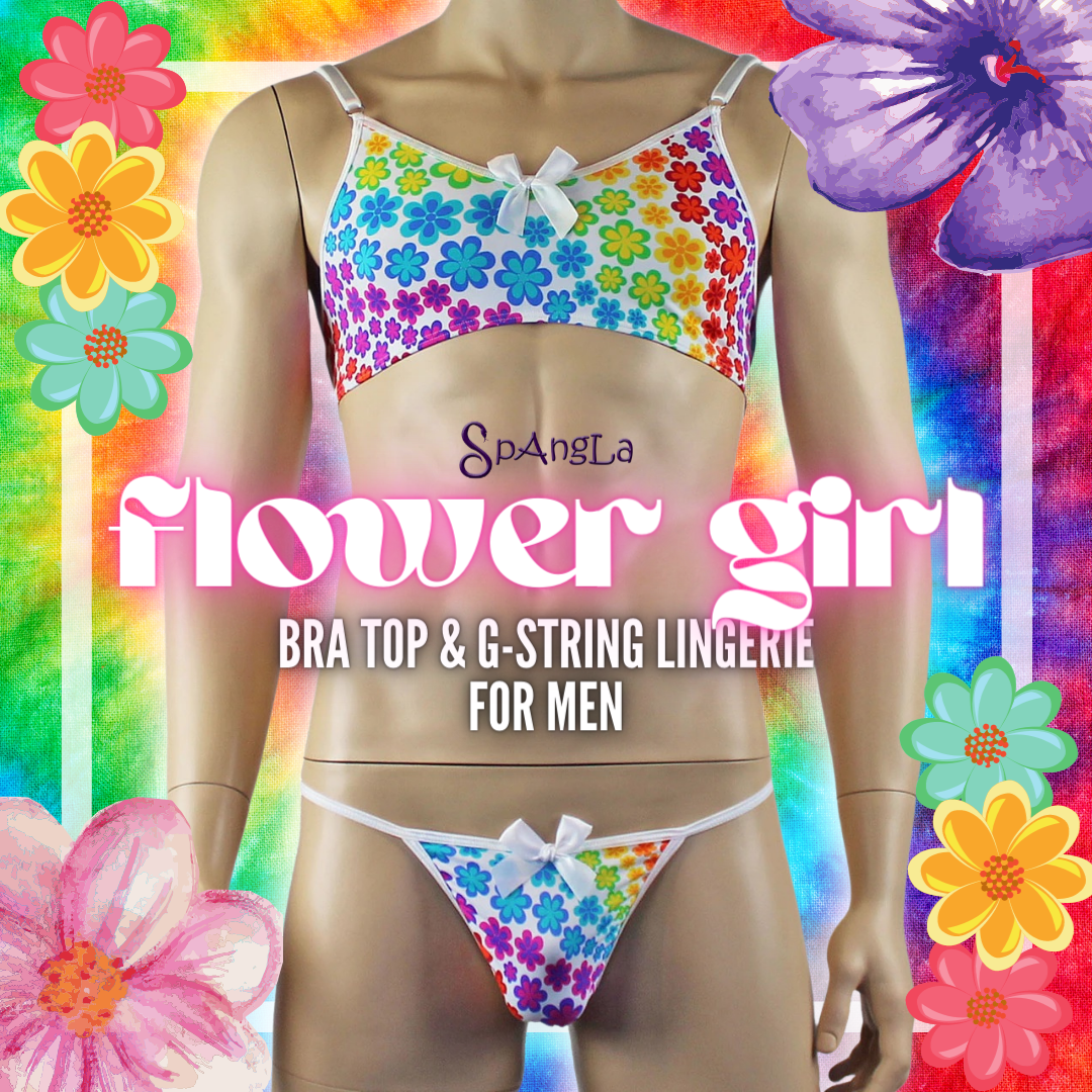 Get Groovy with Flower Power in this Bra Top & G-string from Spangla!