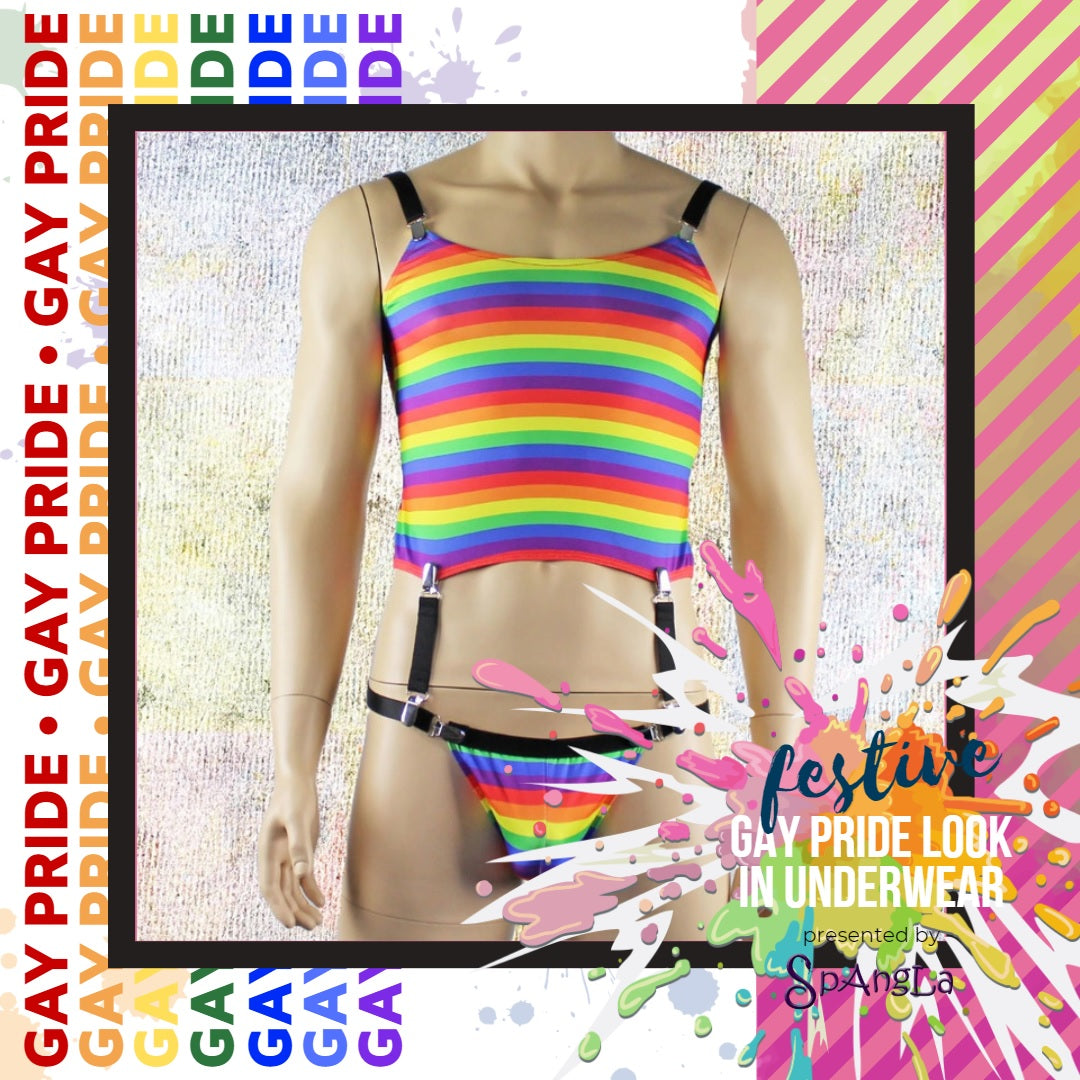 Spangla Proudly Waves a Festive Gay Pride Look in Underwear!