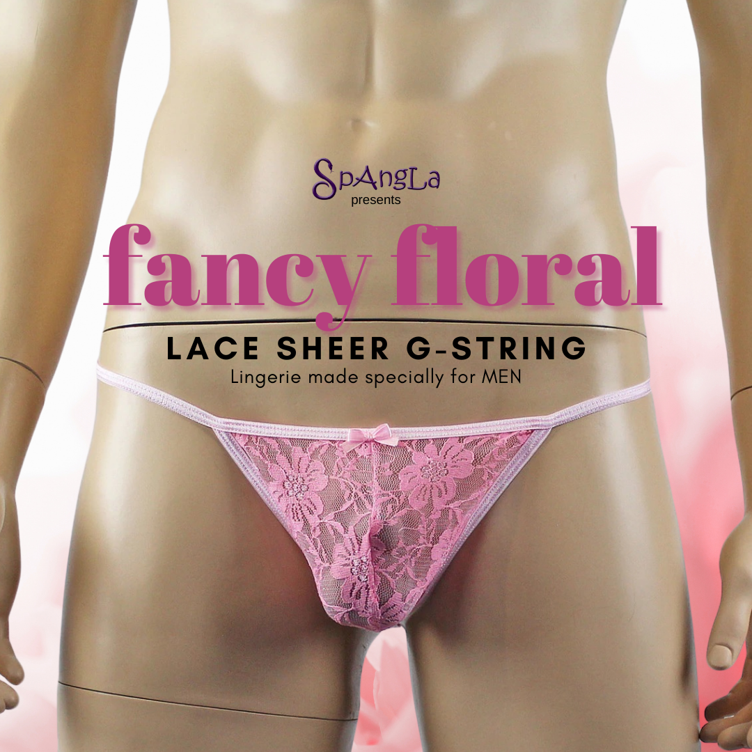 Experience a Soft & Supple Mens Lingerie with the Spangla Lace Sheer G-string!