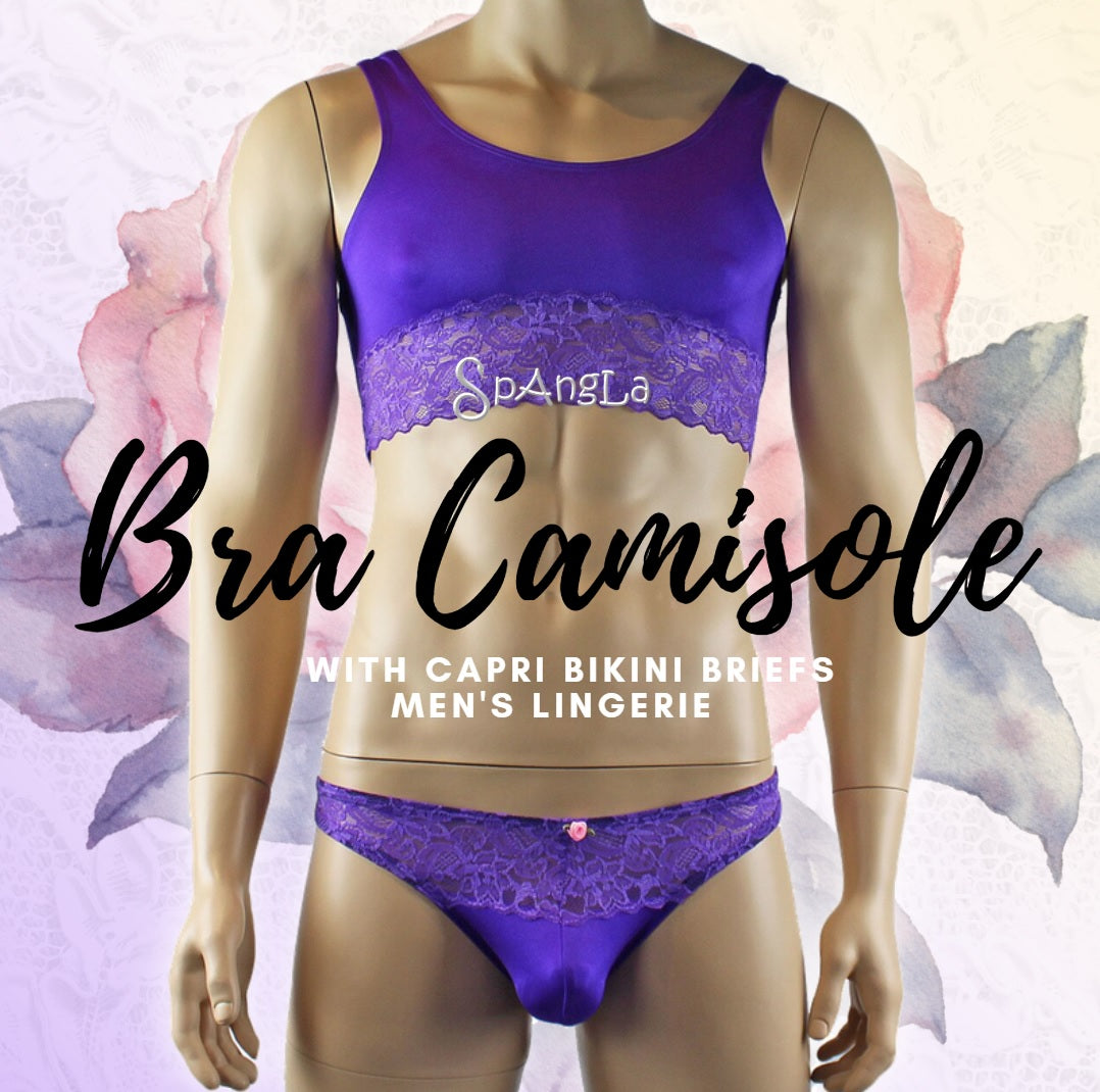 All Perked Up in Purple Spangla Bra Camisole Top with Capri Bikini!