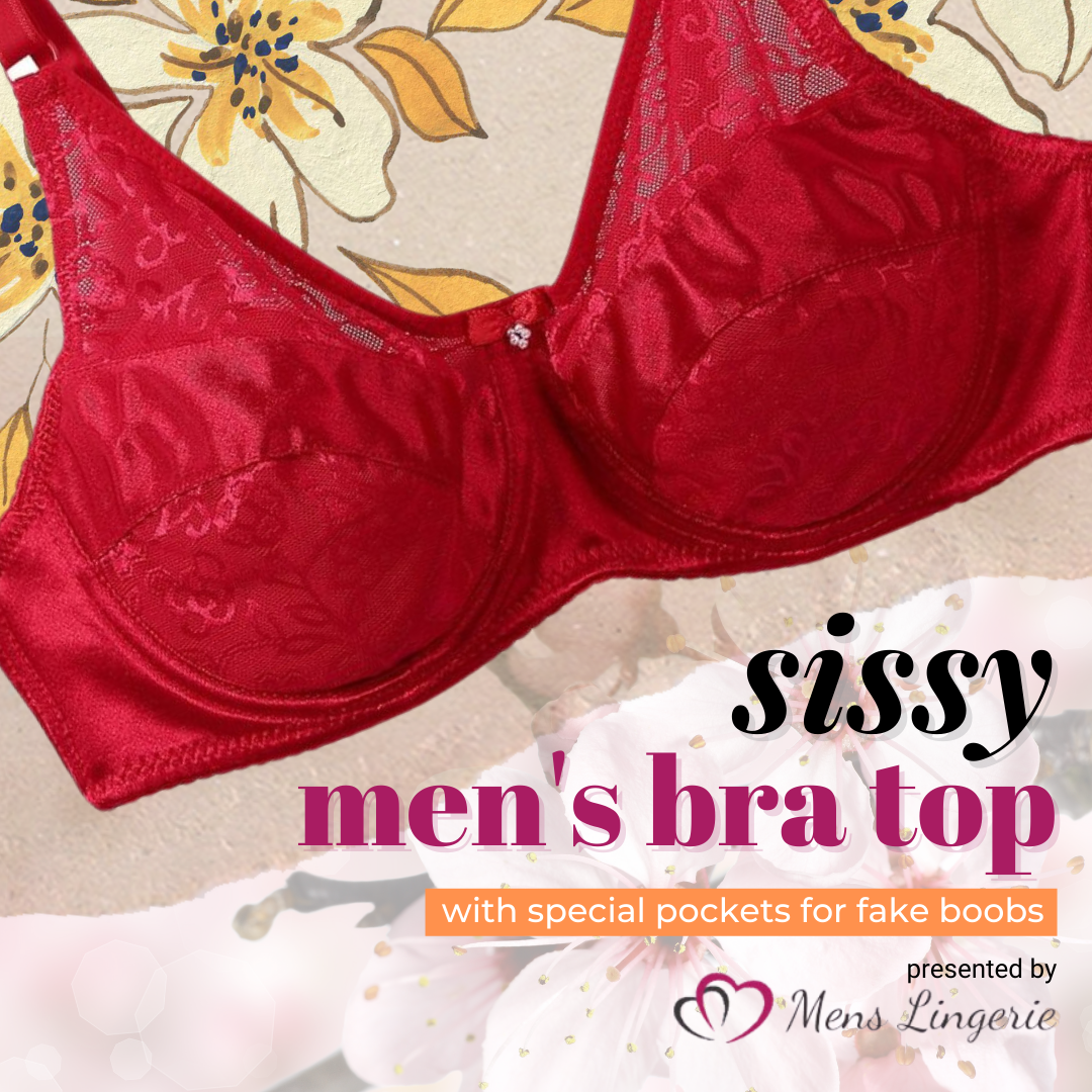 Bust Up a Femme Look with this Sissy Mens Bra Top with Special Pockets for Fake Boobs!