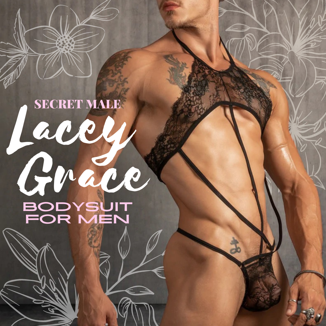 Strap In and Serve Sensuality in the Secret Male Lacey Grace Bodysuit for Men!
