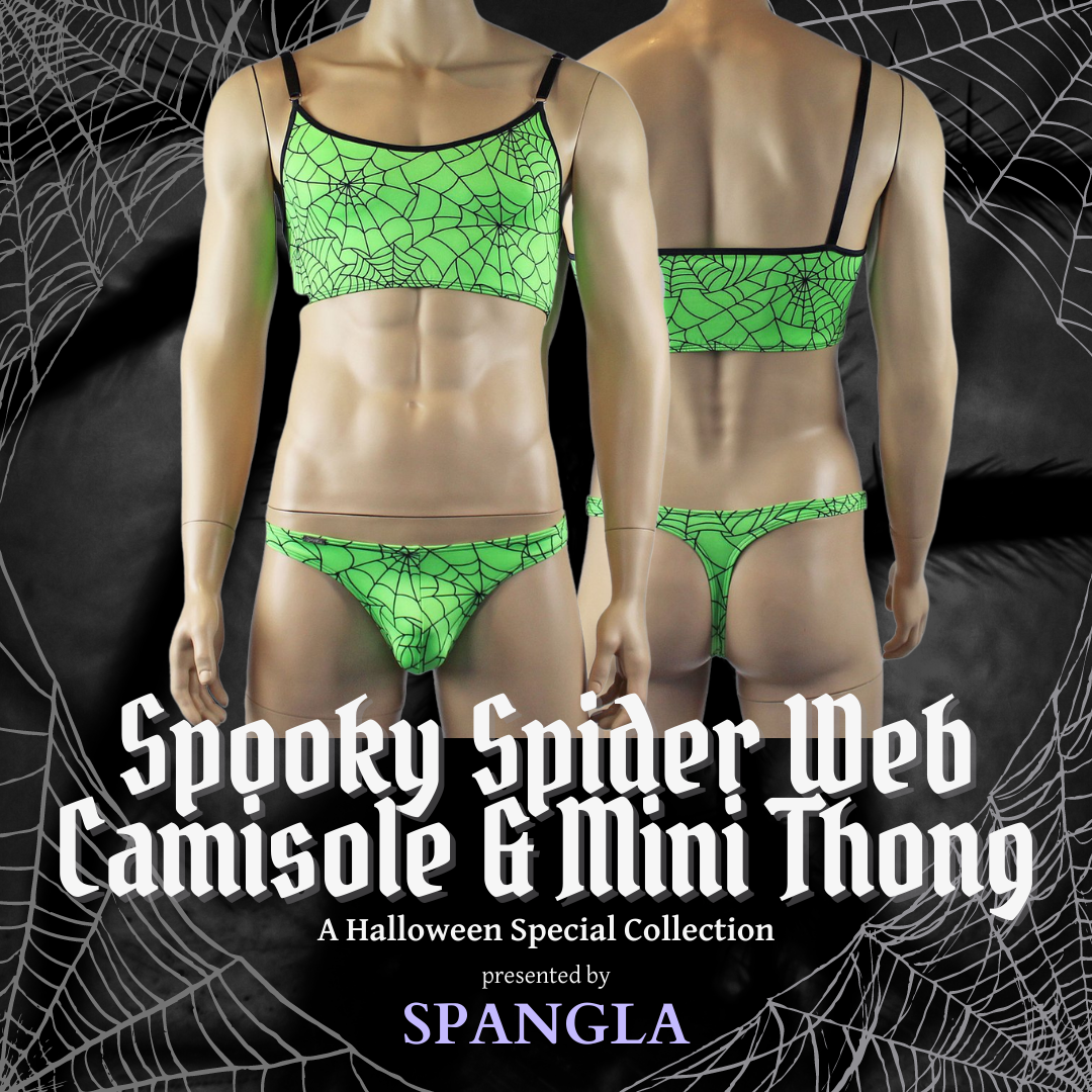 Tangled Up with Spangla’s Spook-tacular Spider Web Camisole Bra Top and Mini Thong