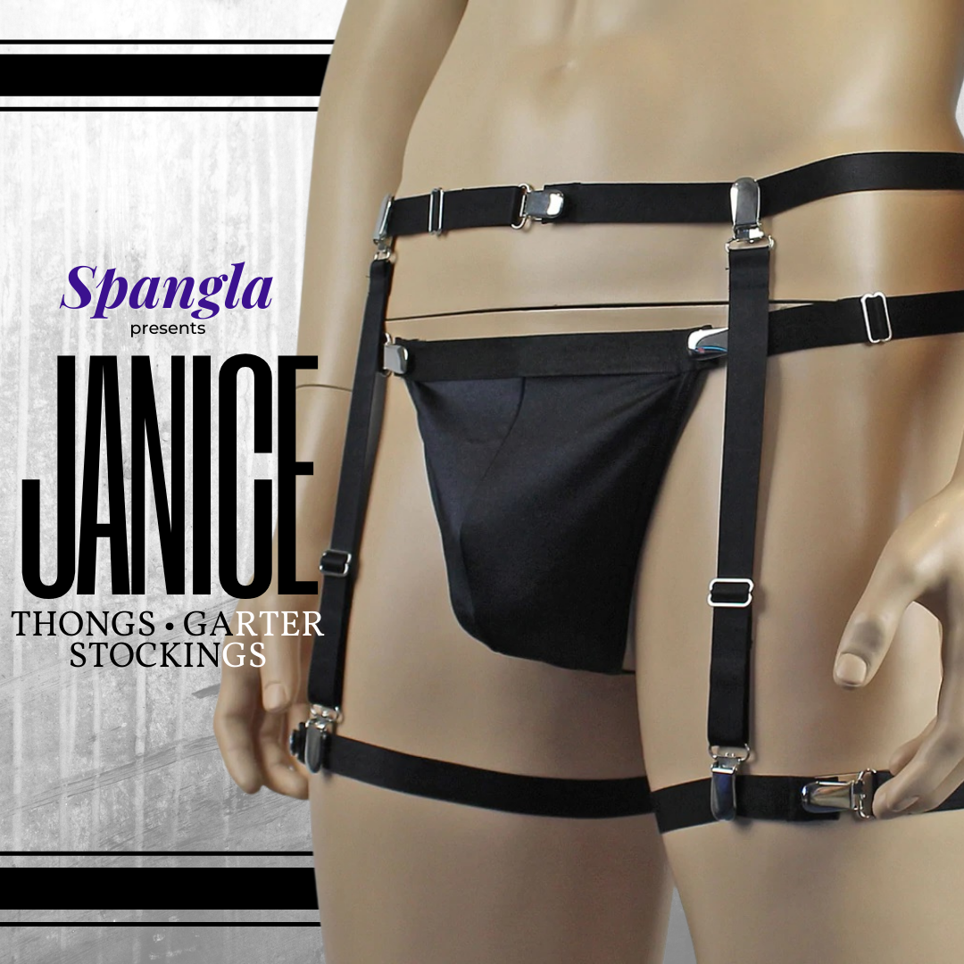 Get All Strapped in with the Spangla Janice Thong with Garterbelt & Leg Bands