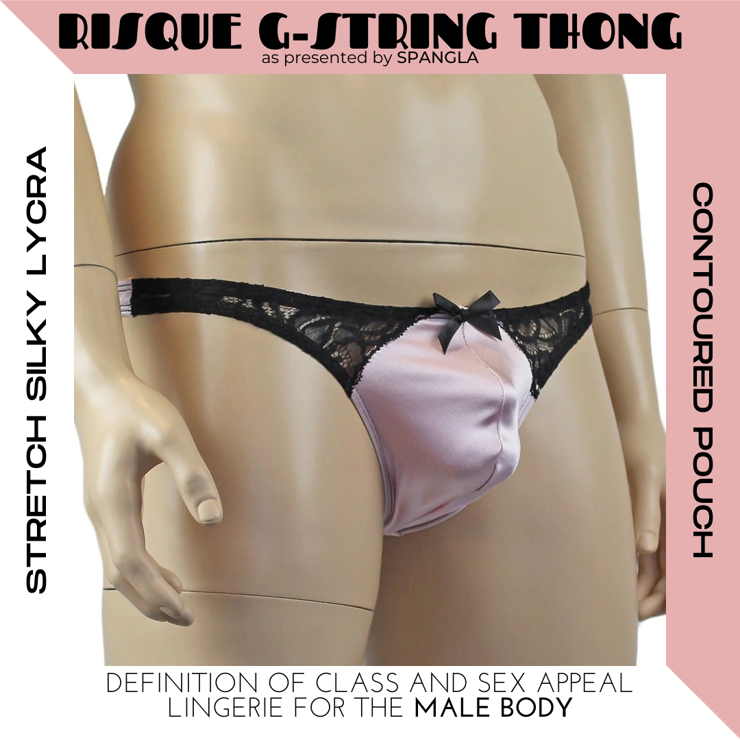 Sultry in Pink: Try On the Spangla Risque G-string Thong Lingerie for Men