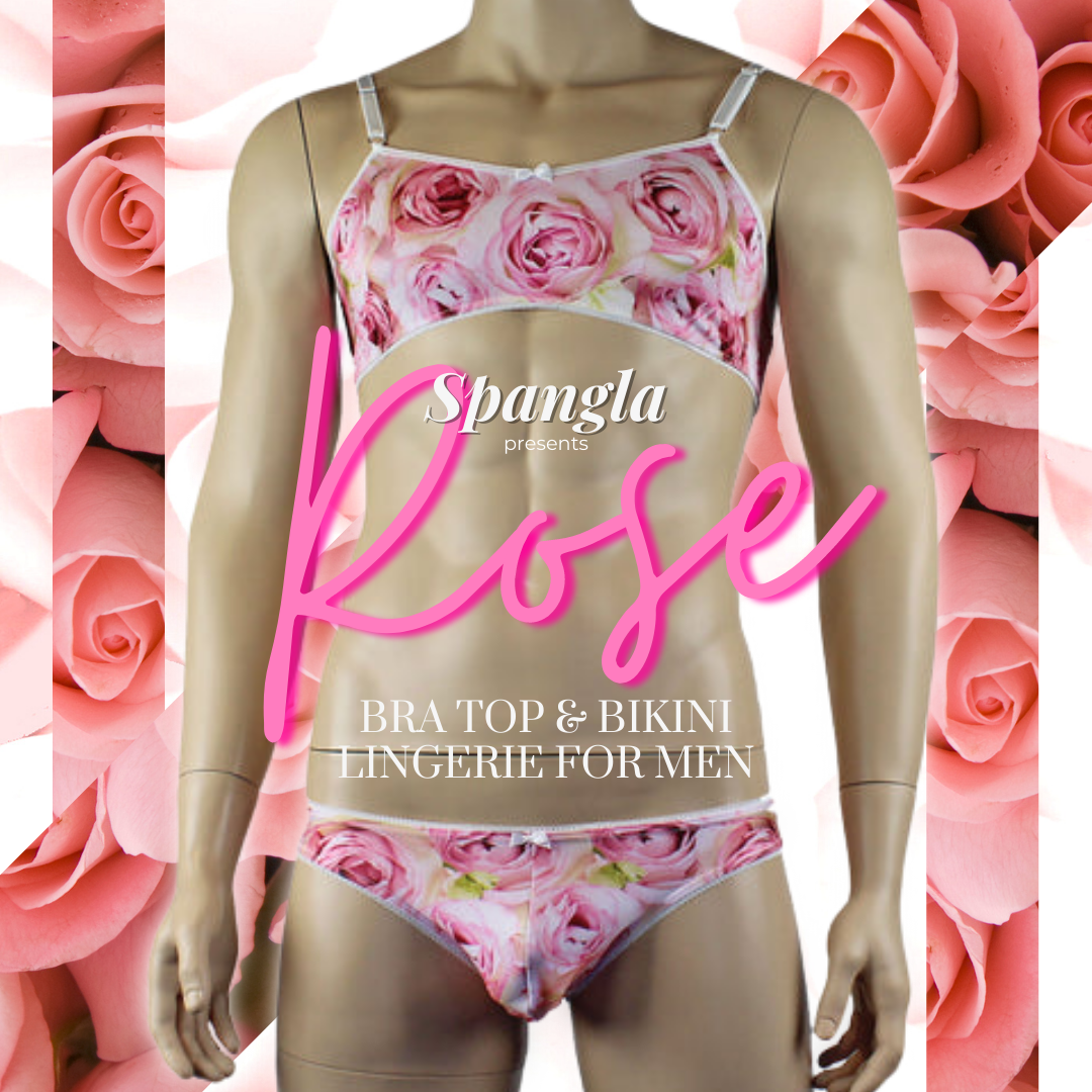 Bloom All Year Round with the Spangla Roses Spandex Bra Top & Bikini Brief