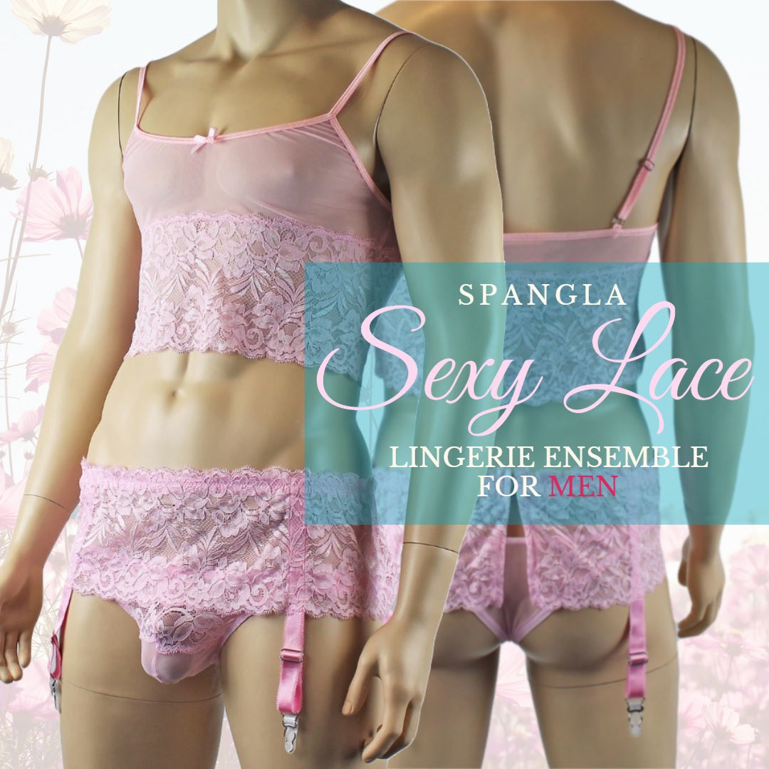 Be Dazzled in this Spangla Scalloped Edged Sexy Lace Lingerie Ensemble