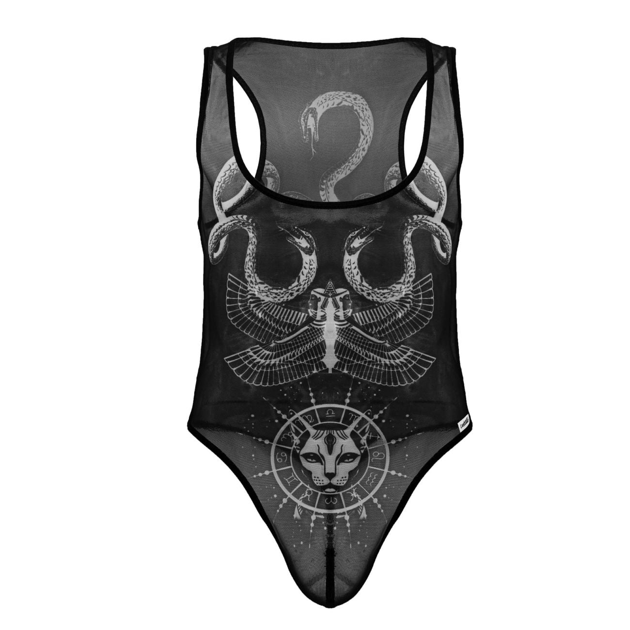 CandyMan 99869 Egyptian Mens Bodysuit Black-White